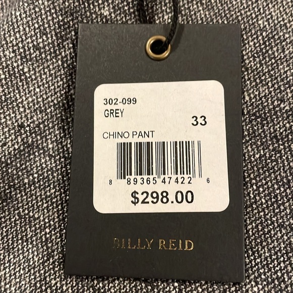 Billy Reid Gray Chino Pant 33/30 NWT Men Button-Fly - Picture 3 of 14